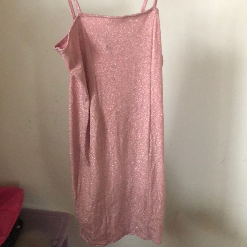 Large pink glittery party dress